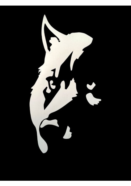 Kurt Suluetli Imzali Oto Sticker Beyaz 25X11CM