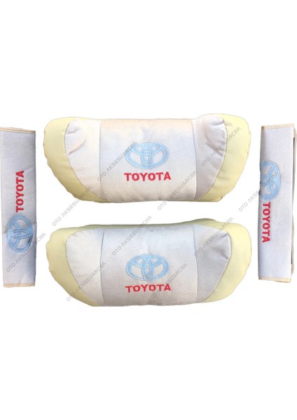 Toyota Nakisli Deri Arac Boyun Yastigi Seti Bej