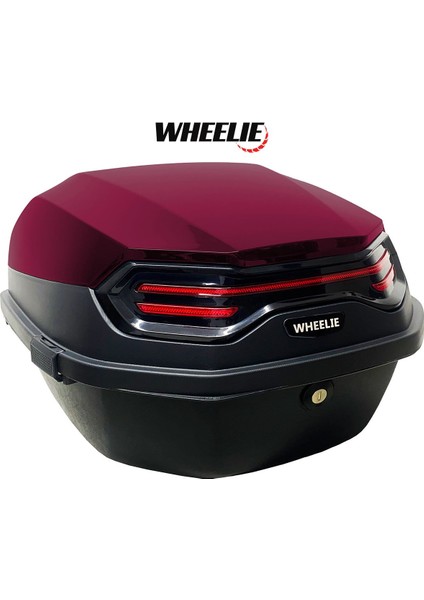 XT08-JR 32 Lt Motosiklet Arka Çanta Hünnap Kırmızı Parlak Su Geçirmez ABS Çift Kilitleme Üniversal