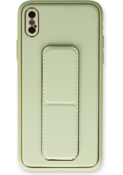 iPhone x Kılıf Coco Deri Standlı Kapak - Su Yeşili