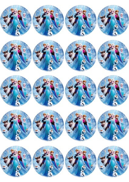 Frozen Yenilebilir Yuvarlak Kurabiye Resim Baskı
