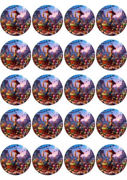 Toy Story Yenilebilir Yuvarlak Kurabiye Resim Baskı