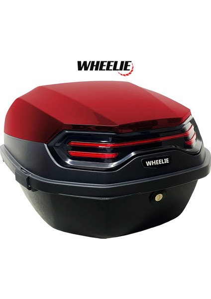 XT08-BR 32 Litre Motosiklet Arka Çanta Koyu Kırmızı Parlak Su Geçirmez ABS Çift Kilitleme Üniversal