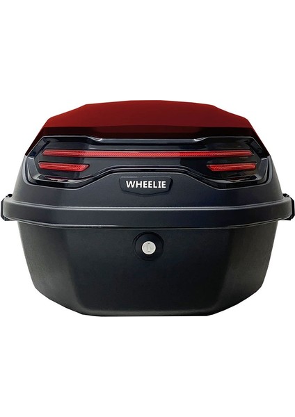 XT08-BR 32 Litre Motosiklet Arka Çanta Koyu Kırmızı Parlak Su Geçirmez ABS Çift Kilitleme Üniversal fırsatları