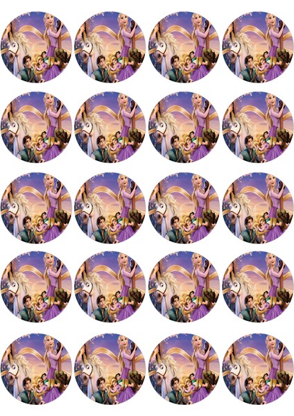 Rapunzel Yenilebilir Yuvarlak Kurabiye Resim Baskı