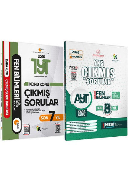 2025 TYT ve 2026 AYT Fen Bilimleri ÖSYM Çıkmış Soru Bankası 2’li Set