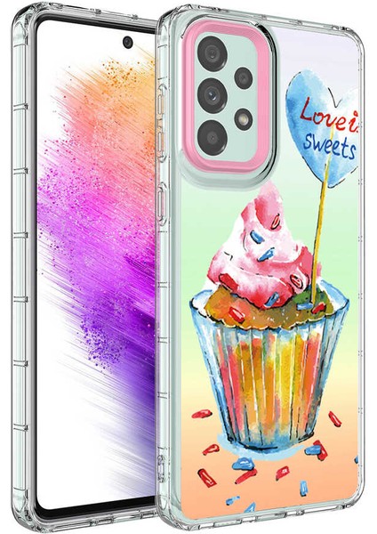 Galaxy A33 5g Kılıf Kamera Korumalı Renkli Desenli Sert Silikon Vlmr Korn KAPAK-NO15