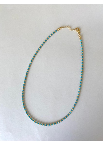 Mavi Gold Top Boncuk Yaz Kolye modelleri