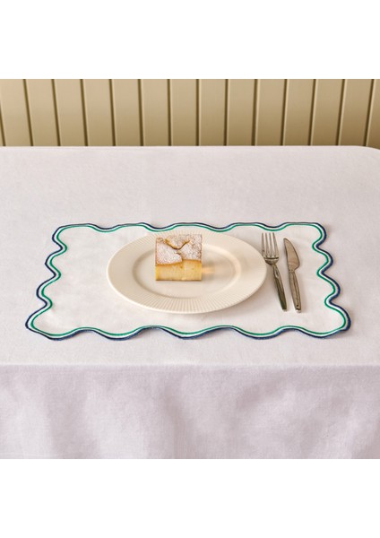 Soft Nonna Amerikan Servis - Yeşil / Mavi - 30X50 cm