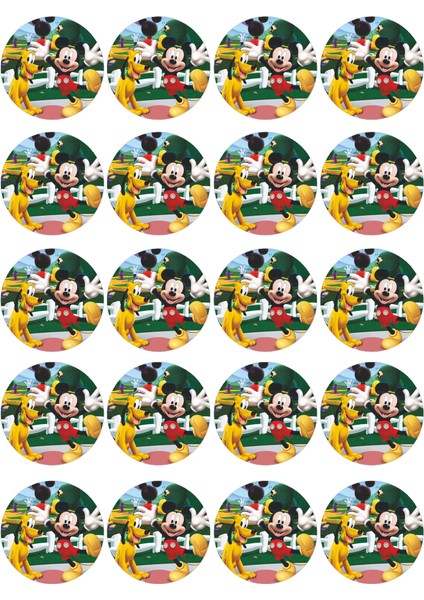 Mickey Mouse Yenilebilir Yuvarlak Kurabiye Resim Baskı