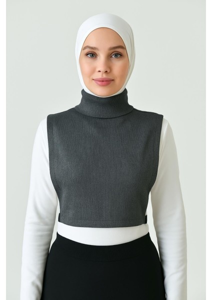 Tam Kapalı Dik Yaka Body | Lastikli Pamuklu Fitilli Kaşkorse Balıkçı Yaka