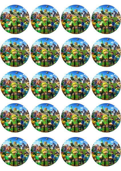 Minecraft Yenilebilir Yuvarlak Kurabiye Resim Baskı