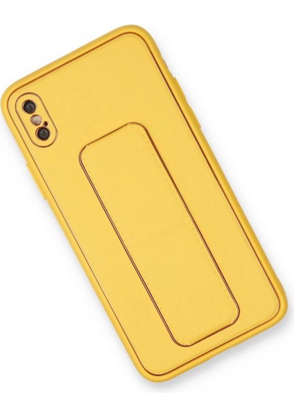 iPhone x Kılıf Coco Deri Standlı Kapak - Sarı fiyatları
