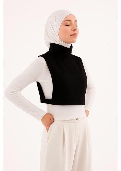 Tam Kapalı Dik Yaka Body | Lastikli Pamuklu Fitilli Kaşkorse Balıkçı Yaka