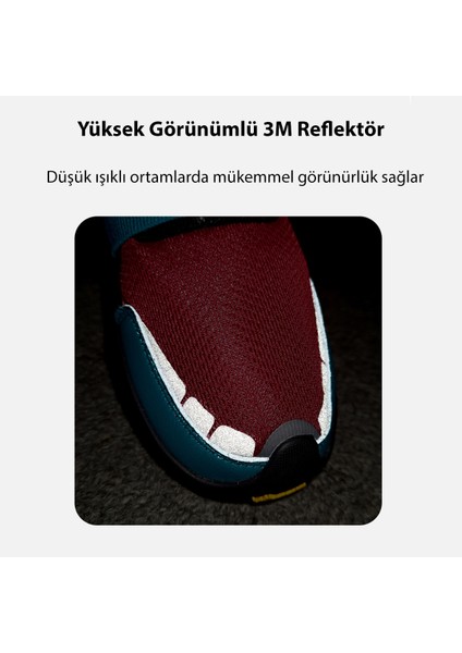 Vibram Tabanlı, Reflektörlü Kırmızı-Mavi Köpek Ayakkabısı
