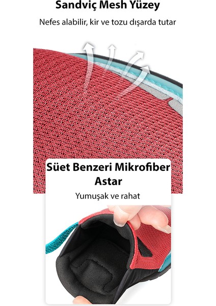 Vibram Tabanlı, Reflektörlü Kırmızı-Mavi Köpek Ayakkabısı