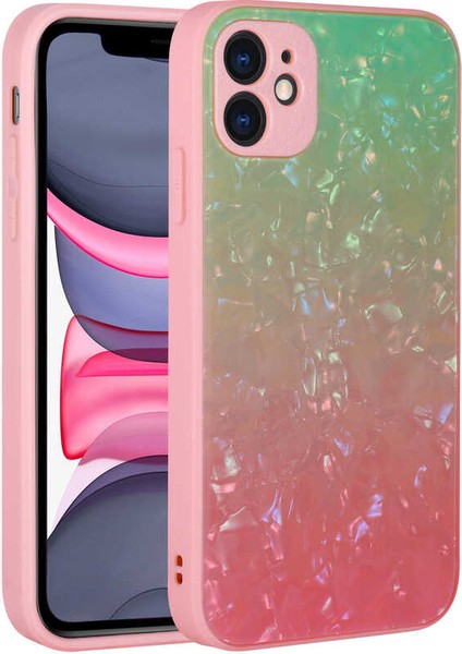 iPhone 11 Kılıf Renk Geçişli Mermer Desenli Sert Silikon Vlmr Granit Kapak-No4