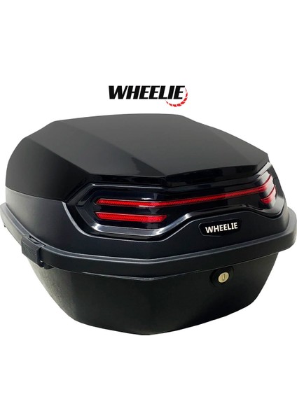 XT08-B 32 Litre Motosiklet Arka Çanta Siyah Parlak Su Geçirmez ABS Top Case Çift Kilitleme Üniversal