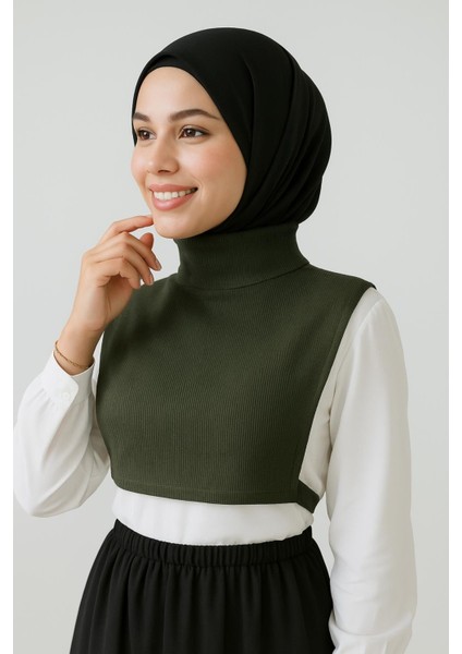 Tam Kapalı Dik Yaka Body | Lastikli Pamuklu Fitilli Kaşkorse Balıkçı Yaka