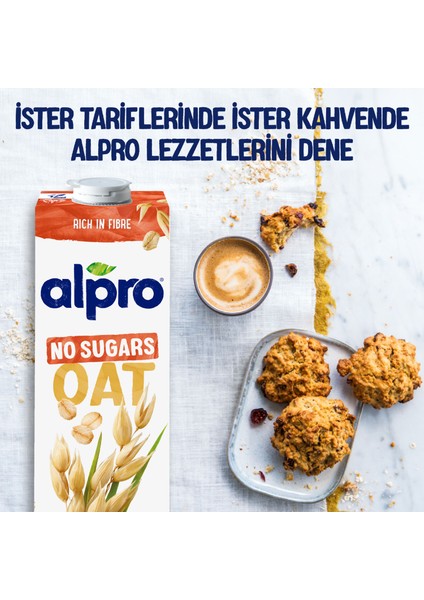 Şekersiz Yulaf Sütü 1 L Vegan Laktozsuz Bitkisel Bazlı