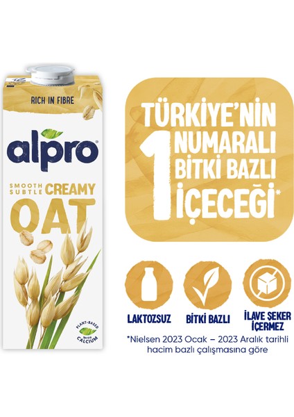 Yulaf Sütü 1 L Vegan Laktozsuz Bitkisel Bazlı