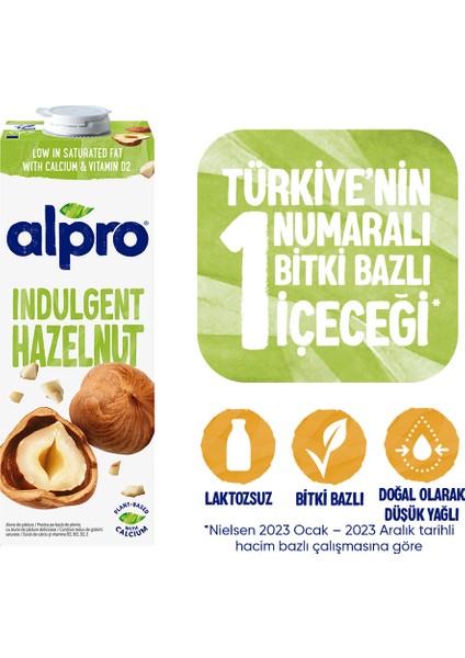 Fındıklı Süt 1 L Vegan Laktozsuz Bitkisel Bazlı