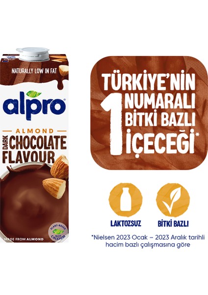 Bitter Çikolata Badem Sütü 1 L Vegan Laktozsuz Bitkisel Bazlı