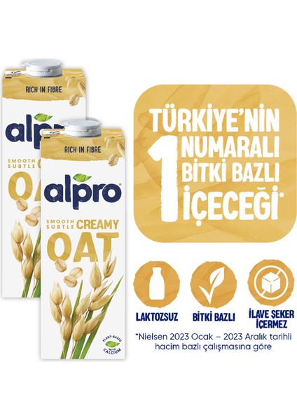 Yulaf Sütü 2x1 L Vegan Laktozsuz Bitkisel Bazlı