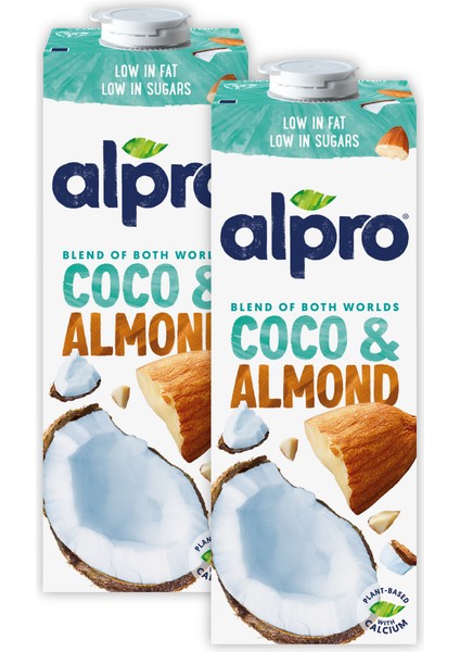 Hindistan Cevizi Badem Sütü 2x1 L Vegan Laktozsuz Bitkisel Bazlı fiyatları