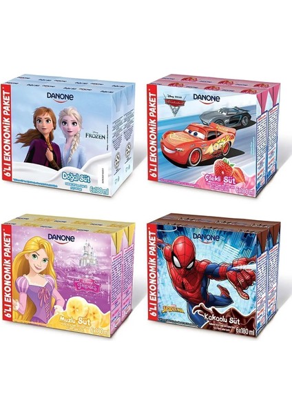 Disney Muzlu Uht Süt 180ML 6'lı (Karakter Seçimi Yapılamamaktadır) X4 Adet modelleri