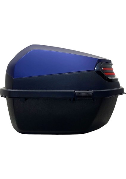 XT08-BL 32 Litre Motosiklet Arka Çanta Mavi Mat Su Geçirmez ABS Top Case Çift Kilitleme Üniversal