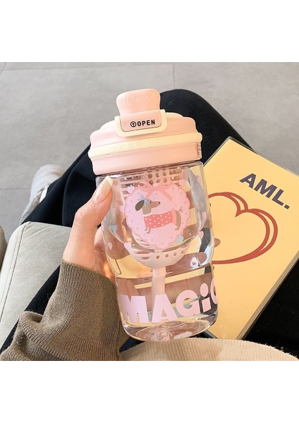 Sevimli Öğrenci Plastik Kupa Çocuk Pipetli Su Kurı (Yurt Dışından)