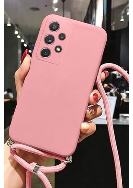 Vivo Y29 4g ile Uyumlu Ipli Boyun Askılı Silikon Kılıf Kadife Iç Yapılı Dulcet Epiphany Boyun Çapraz Asılabilen Ipli Kılıf Pembe