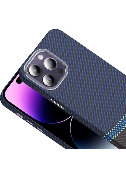 iPhone 14 Pro Max Kılıf Magsafe Şarj Özellikli Karbon Fiber Görünümlü Vlmr Gros Kapak - Desert Titan fırsatları