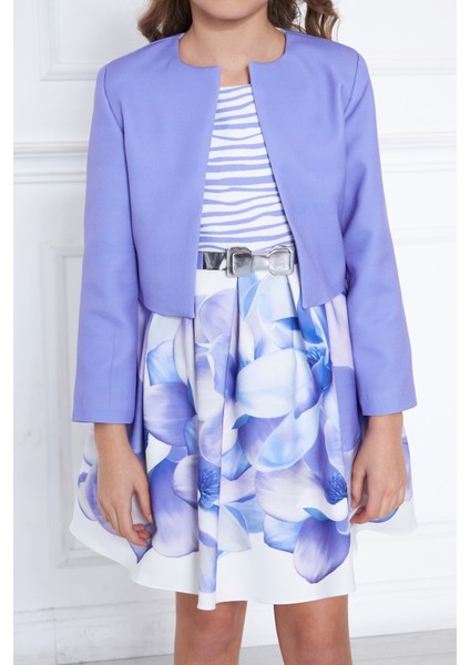 Kız Çocuk Eteği Desenli Kemerli Ceketli Mevsimlik Takım Elbise fiyatları