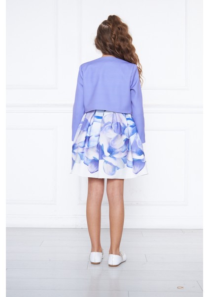 Kız Çocuk Eteği Desenli Kemerli Ceketli Mevsimlik Takım Elbise modelleri