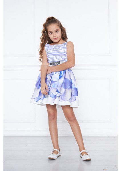 Kız Çocuk Eteği Desenli Kemerli Ceketli Mevsimlik Takım Elbise fırsatları