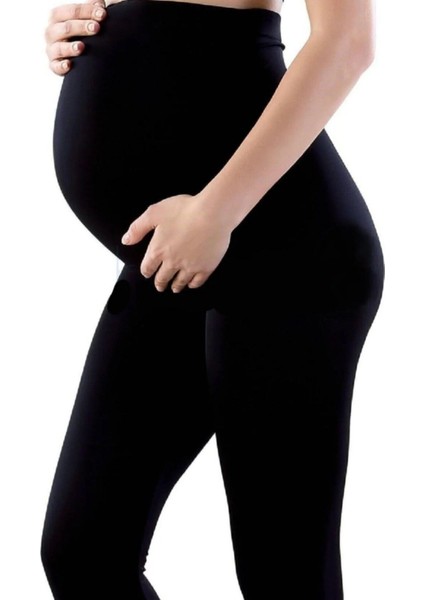 Kadın Pamuklu Beli Ayarlanabilir Esnek Yüksek Bel Siyah Hamile Tayt Pantolon fırsatları