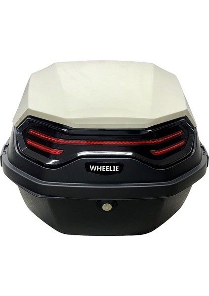 XT08-IW 32 Litre Motosiklet Arka Çanta Fildişi Beyaz Parlak Su Geçirmez ABS Çift Kilitleme Üniversal fiyatları