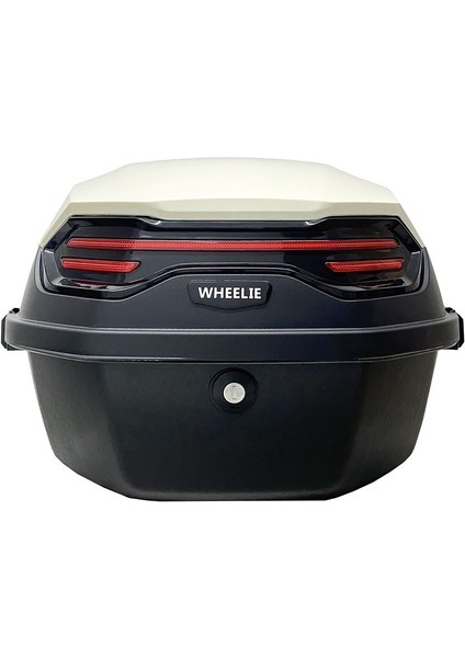 XT08-IW 32 Litre Motosiklet Arka Çanta Fildişi Beyaz Parlak Su Geçirmez ABS Çift Kilitleme Üniversal fırsatları