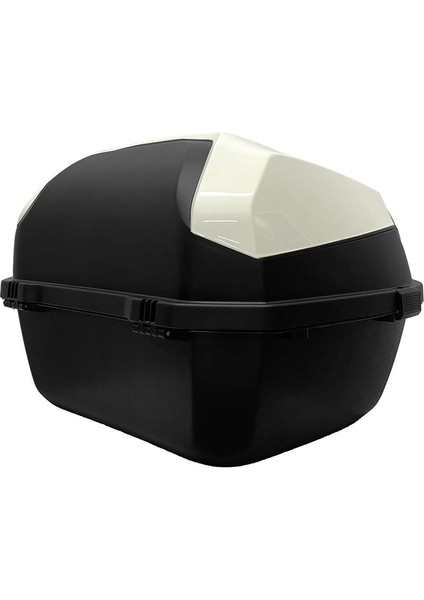 XT08-IW 32 Litre Motosiklet Arka Çanta Fildişi Beyaz Parlak Su Geçirmez ABS Çift Kilitleme Üniversal