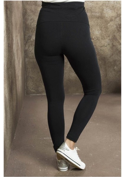 Siyah Beli Ayarlanabilir Ince Likralı Penye Hamile Kadın Tayt fırsatları