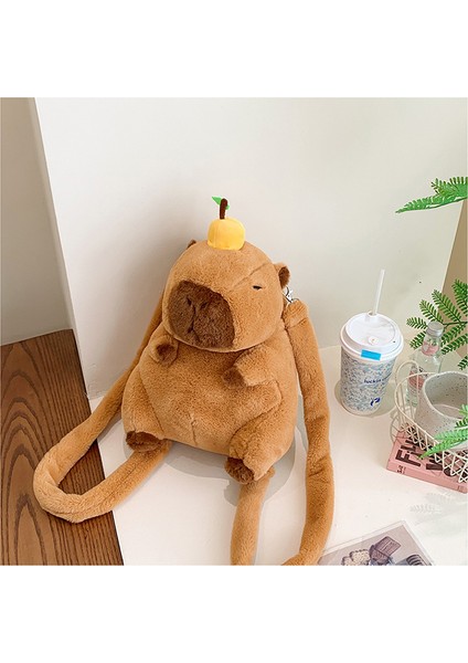 Capibala Peluş Büyük Kapasiteli Sevimli Portakal Kapibara Sırt Çantası (Yurt Dışından) fiyatları