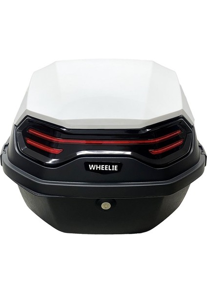 XT08-W 32 Litre Motosiklet Arka Çanta Beyaz Parlak Su Geçirmez ABS Top Case Çift Kilitleme Üniversal fiyatları
