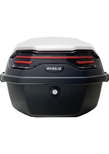 XT08-W 32 Litre Motosiklet Arka Çanta Beyaz Parlak Su Geçirmez ABS Top Case Çift Kilitleme Üniversal fırsatları