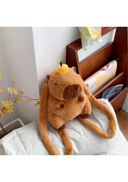 Capibala Peluş Büyük Kapasiteli Sevimli Portakal Kapibara Sırt Çantası (Yurt Dışından) modelleri