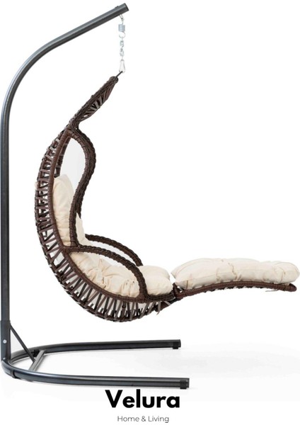 Elit Bahçe Salıncağı - Kahve Rattan Krem Minder fiyatları