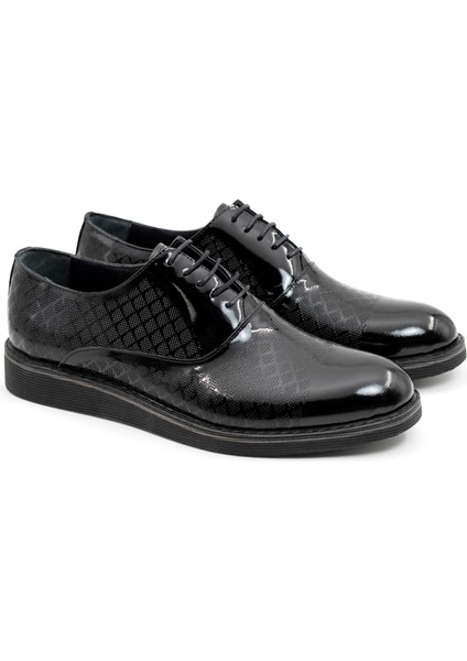 Noirgrid Hakiki Deri Siyah Rugan Erkek Damatlık Klasik Ayakkabı indirimleri