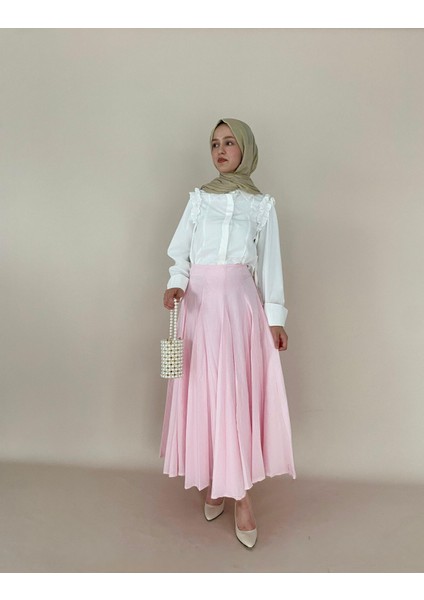 Pamuk Vual Belden Oturan Pileli Etek fiyatları