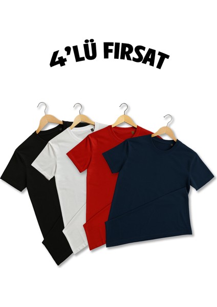 4 Lü Premium Sıfır Yaka Tişört